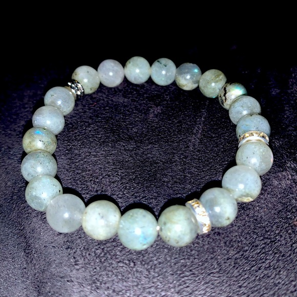 🪬2/$20🪬New✋🏼Made 8mm Natural Flashy⚡️Labradorite Healing Stretch Bracelet - Picture 3 of 15